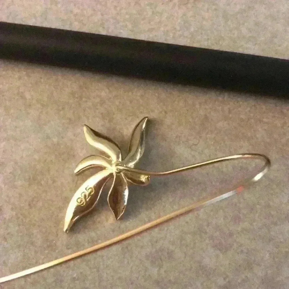 Valley Orchid S925 Gold Plated Earring - Picture 5 of 6